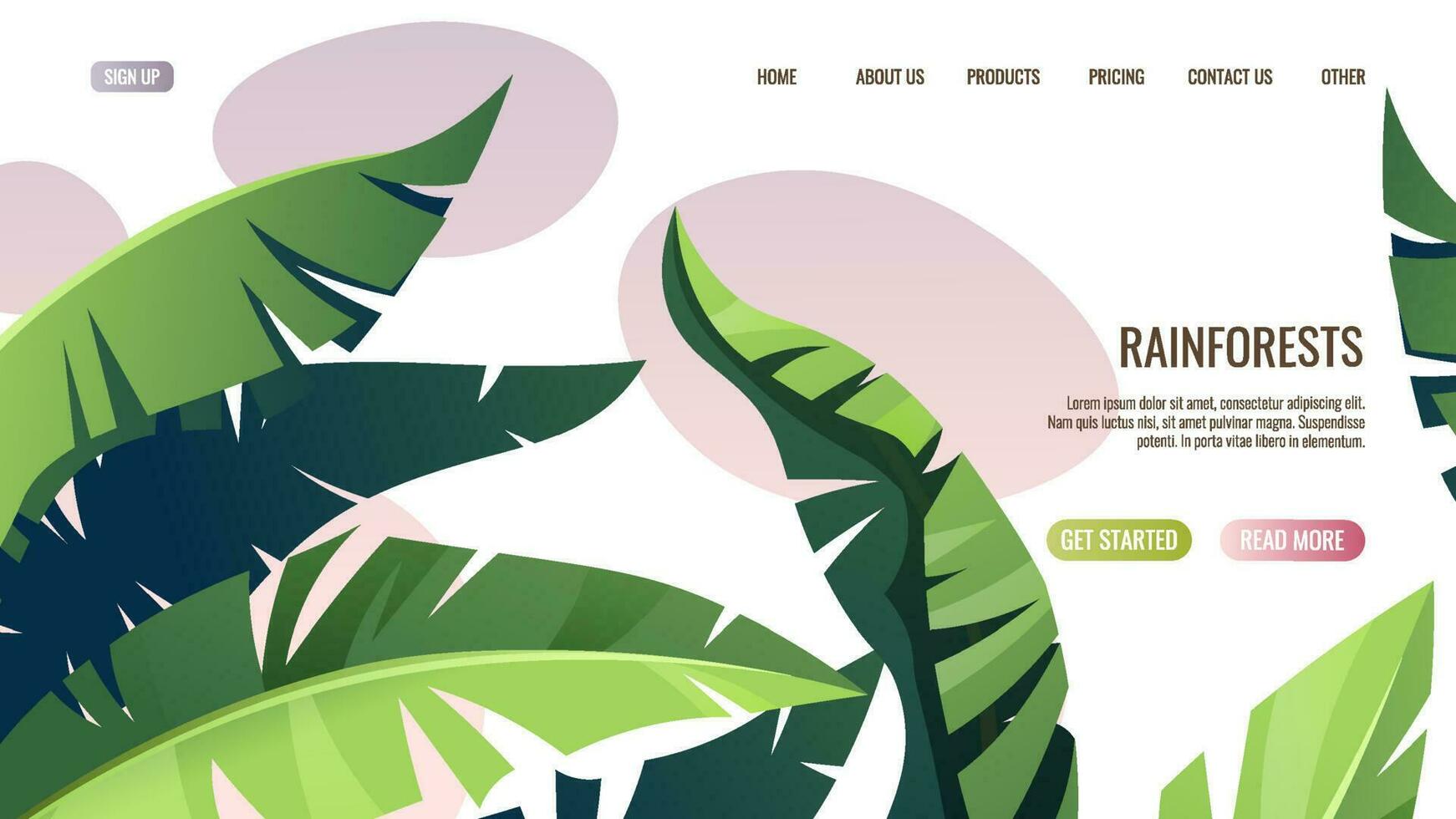 Web page template with palm leaves.Concept for web banner and landing page. Beach theme, tropical vacation. vector