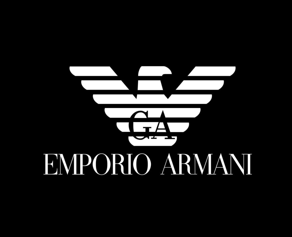 Emporio Armani Brand Logo Symbol White Design Clothes Fashion Vector Illustration With Black Background