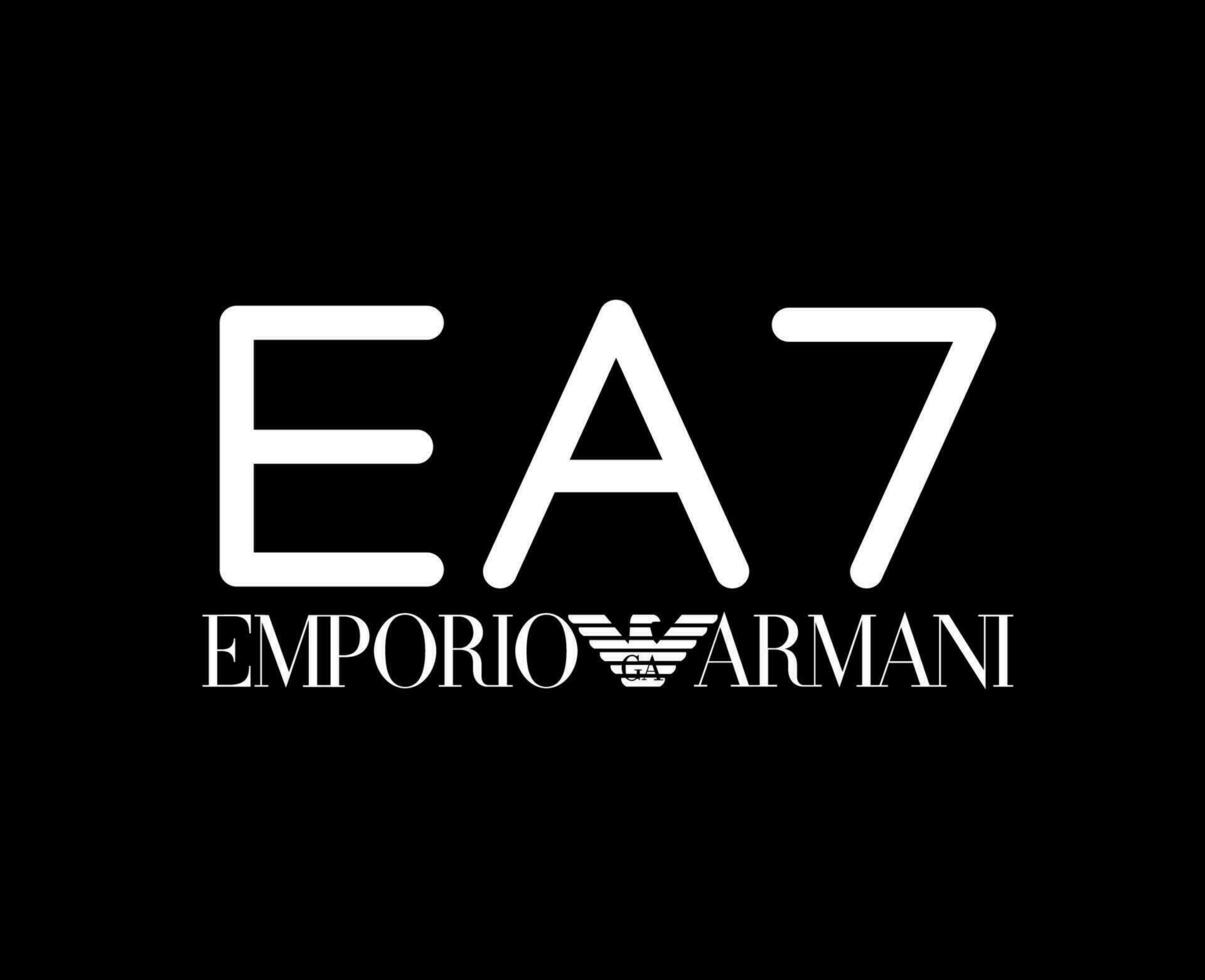 Emporio Armani EA7 Logo Brand Clothes Symbol White Design Fashion Vector Illustration With Black Background