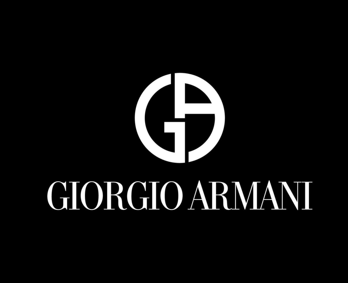 Giorgio Armani Logo Brand Clothes White Design Fashion Symbol Vector Illustration With Black Background