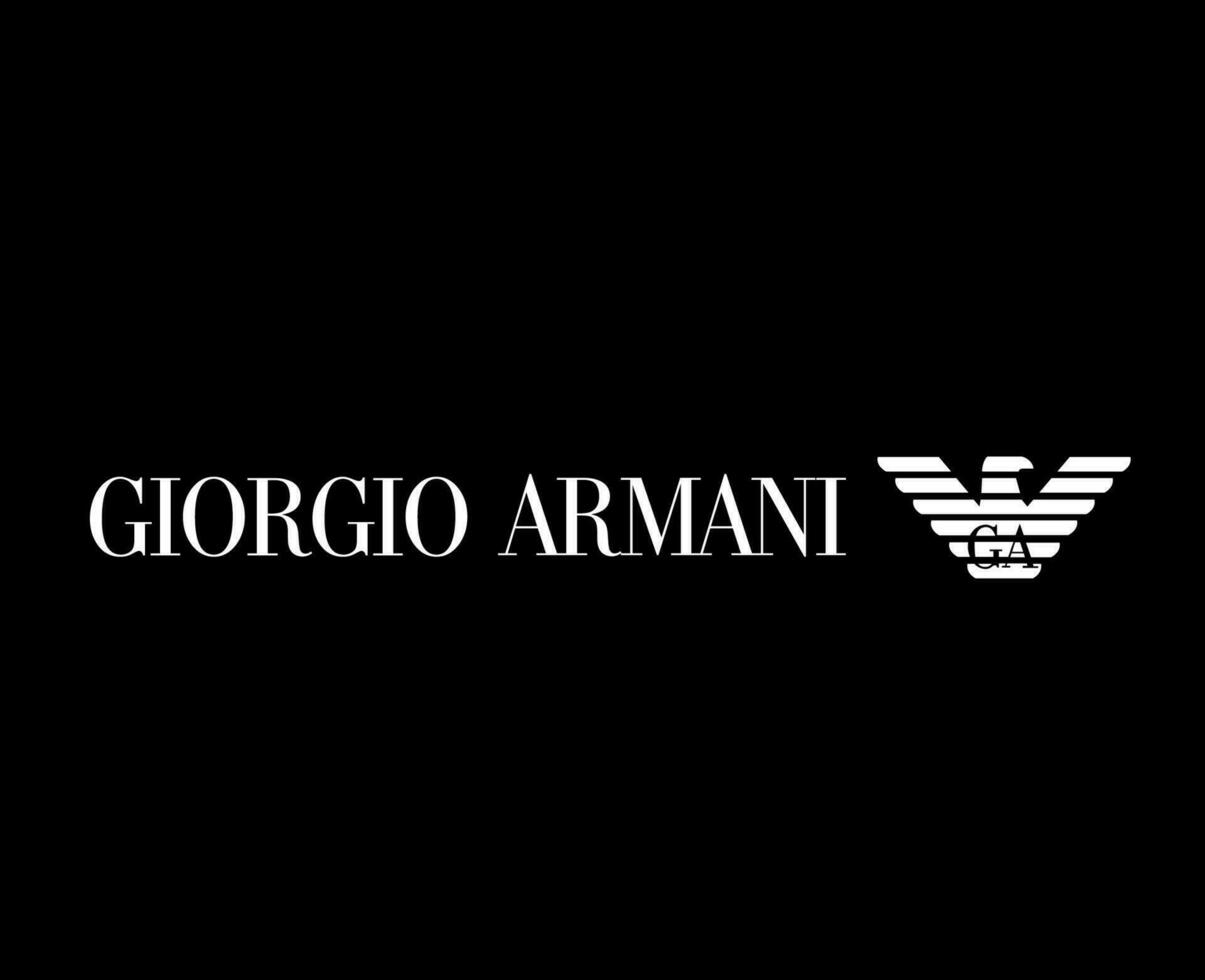 Giorgio Armani Logo Brand Clothes White Symbol Design Fashion Vector Illustration With Black Background