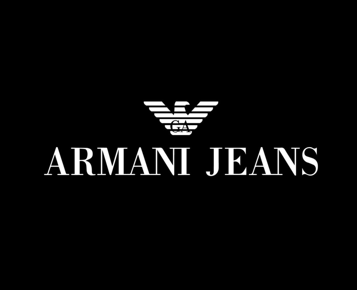 Armani Jeans Brand Clothes Symbol Logo White Design Fashion Vector Illustration With Black Background