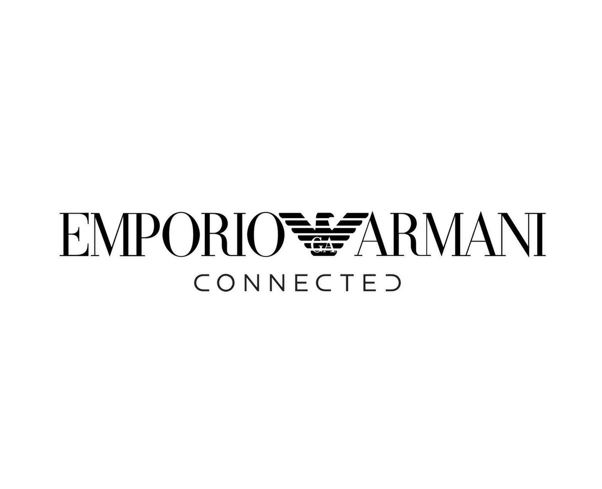 Emporio Armani Connected Brand Clothes Logo Symbol Black Design Fashion Vector Illustration