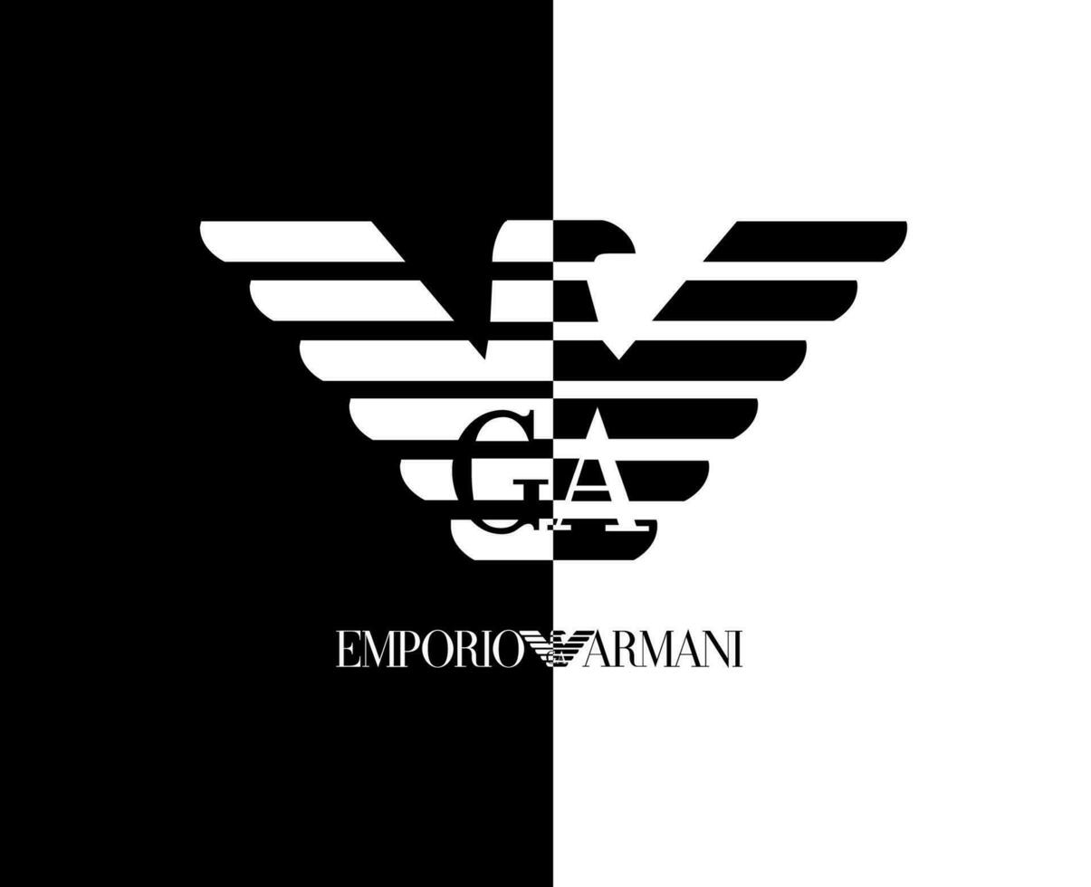 emporio armani marca ropa símbolo logo con nombre negro y blanco diseño Moda vector ilustración