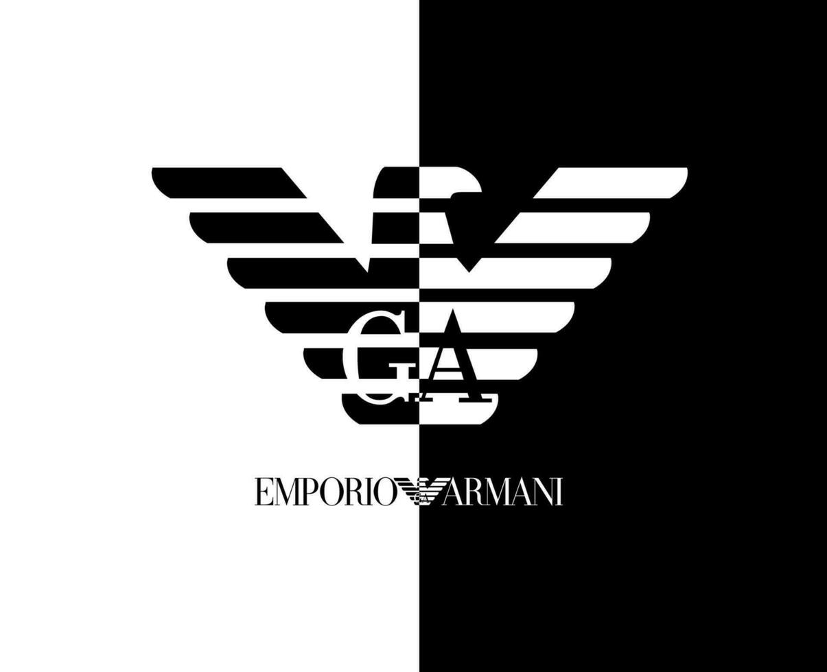 emporio armani marca ropa logo símbolo con nombre negro y blanco diseño Moda vector ilustración