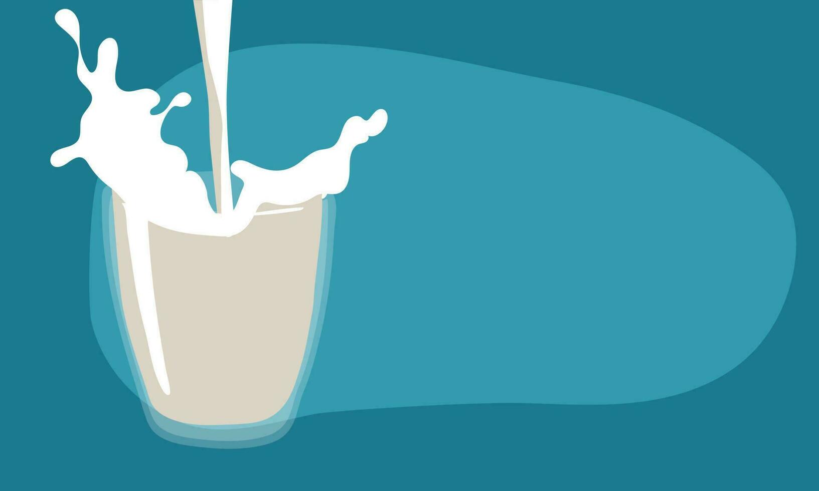 World Milk Day. Dairy business. Vector illustration of milk being poured into a glass tumbler. Background with space for text Print a banner a leaflet on a blue background Glass containers with liquid