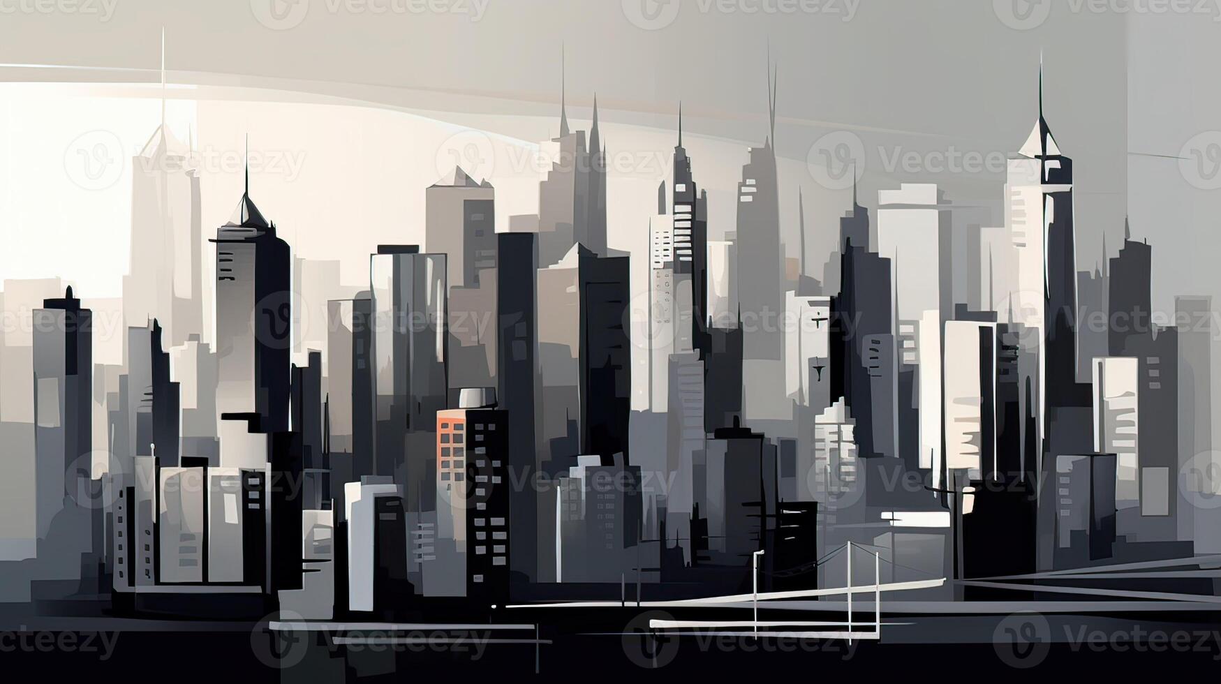 Minimalist painting cityscape high quality illustration photo