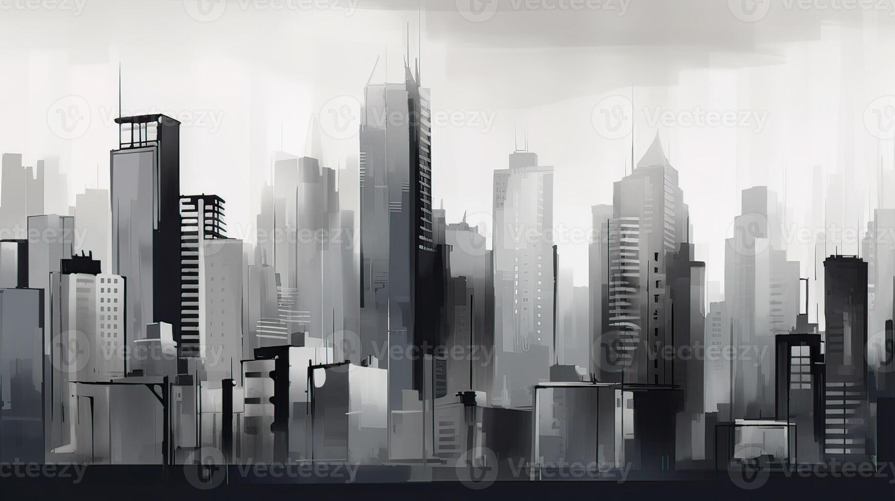 Minimalist painting cityscape high quality illustration photo