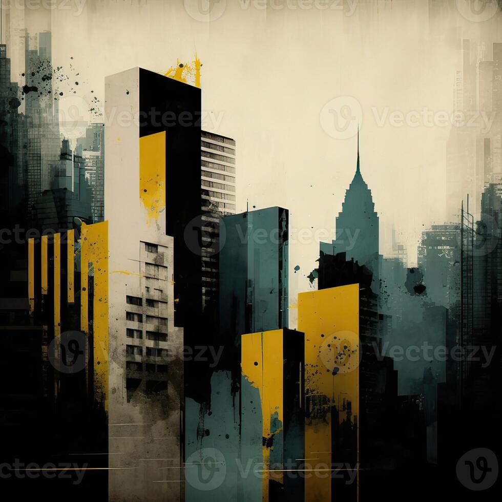 New york city abstract yellow high quality illustration photo