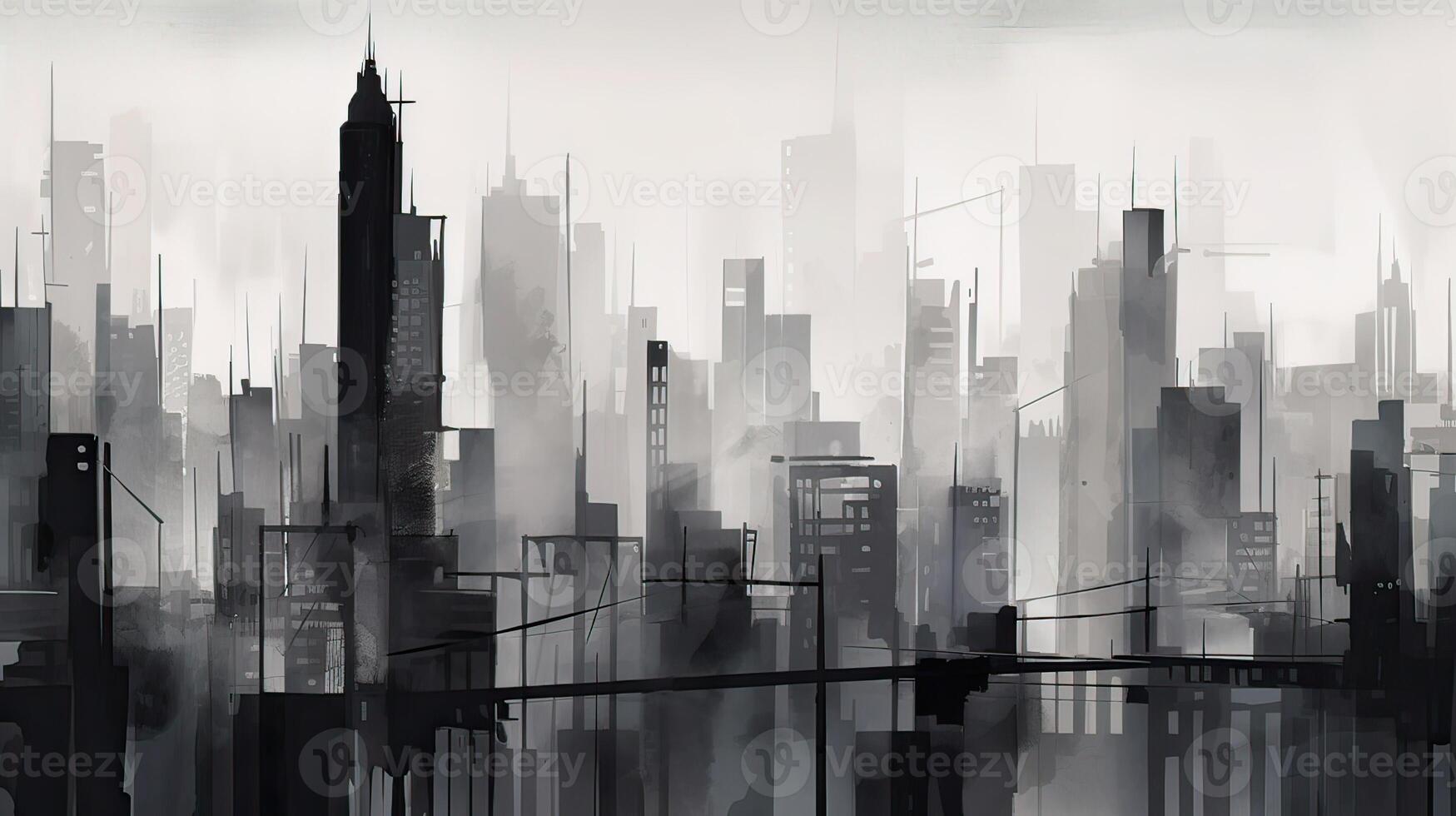 Minimalist painting cityscape high quality illustration photo