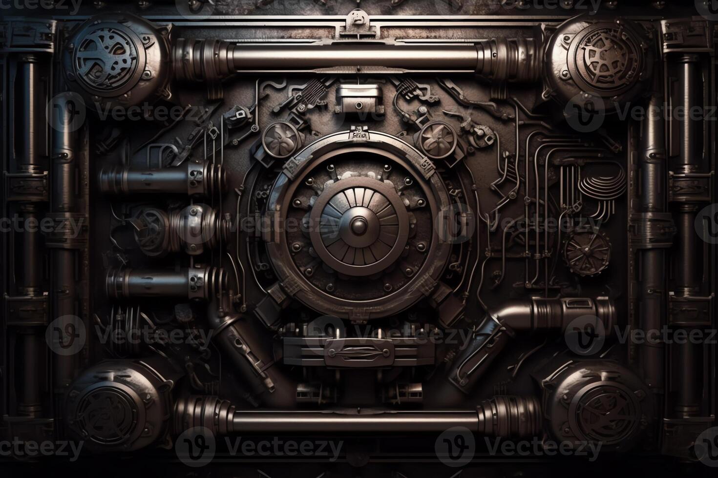 Dark scifi steampunk texture background design. photo