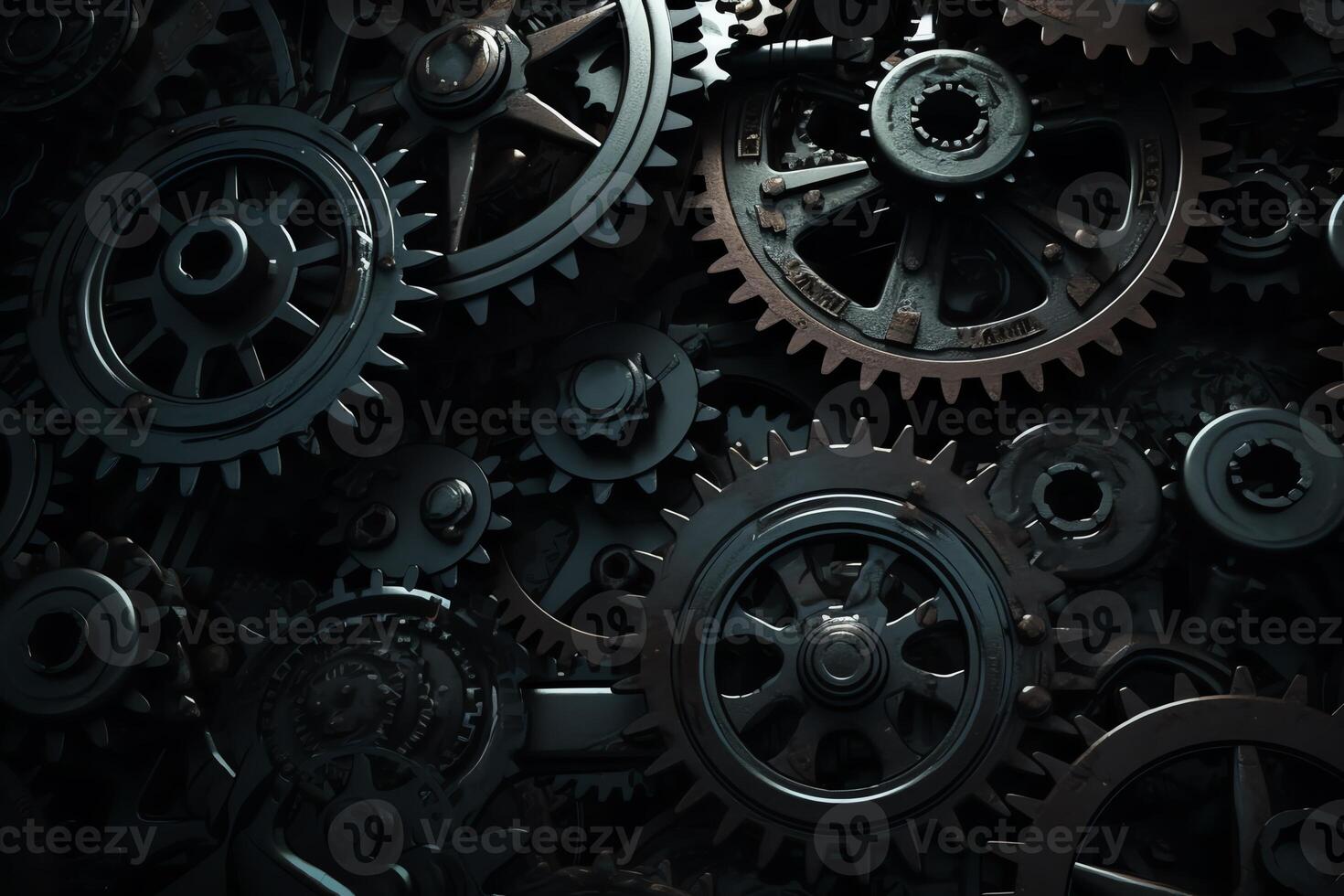 Dark gears background. photo