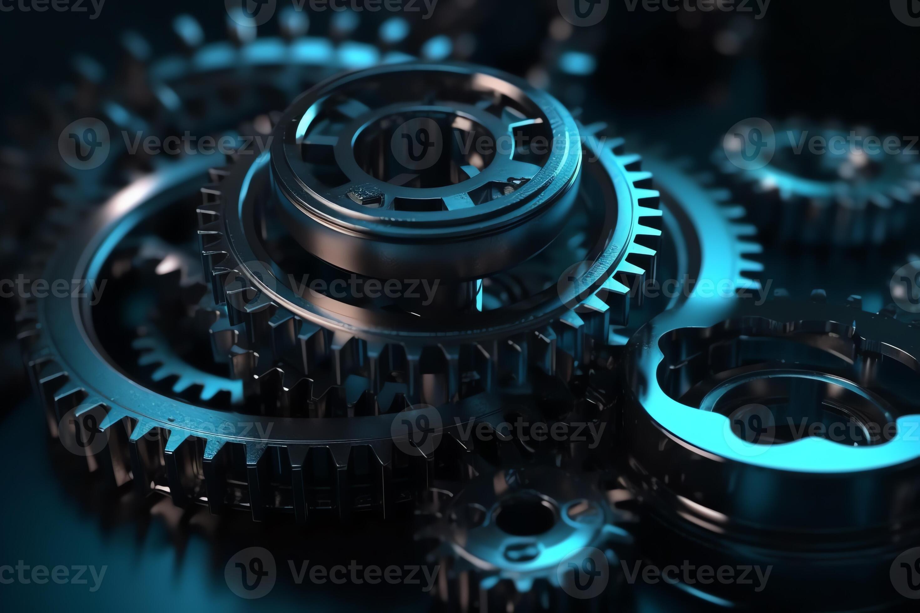 Mechanical Gears 3d Model Stock Photo - Download Image Now - Backgrounds,  Blue, Engine - iStock