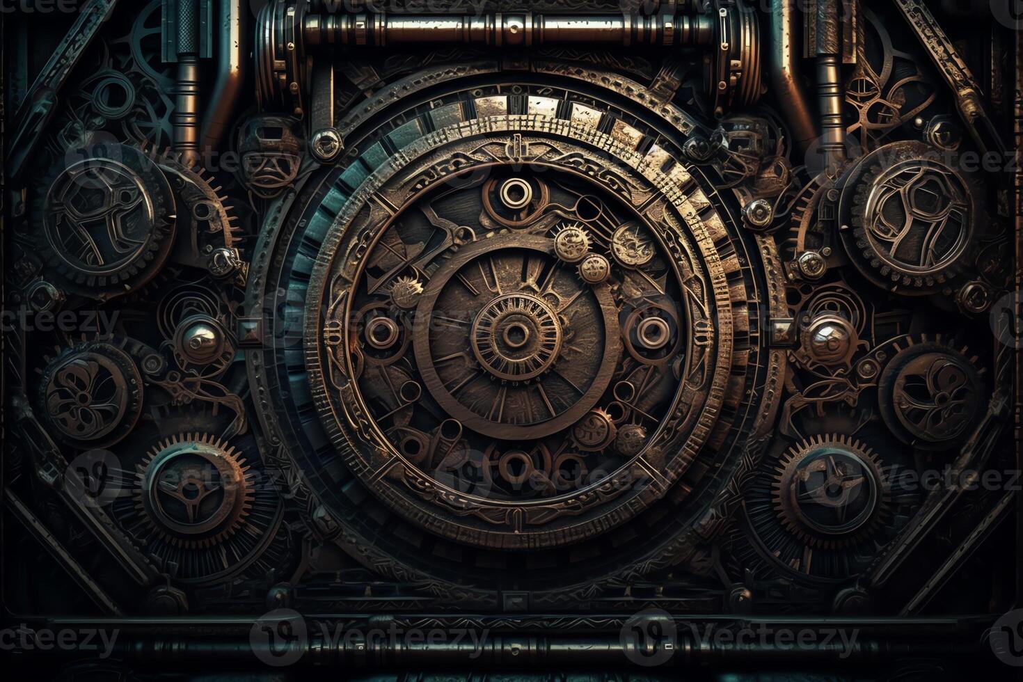 Dark scifi steampunk texture background design. photo