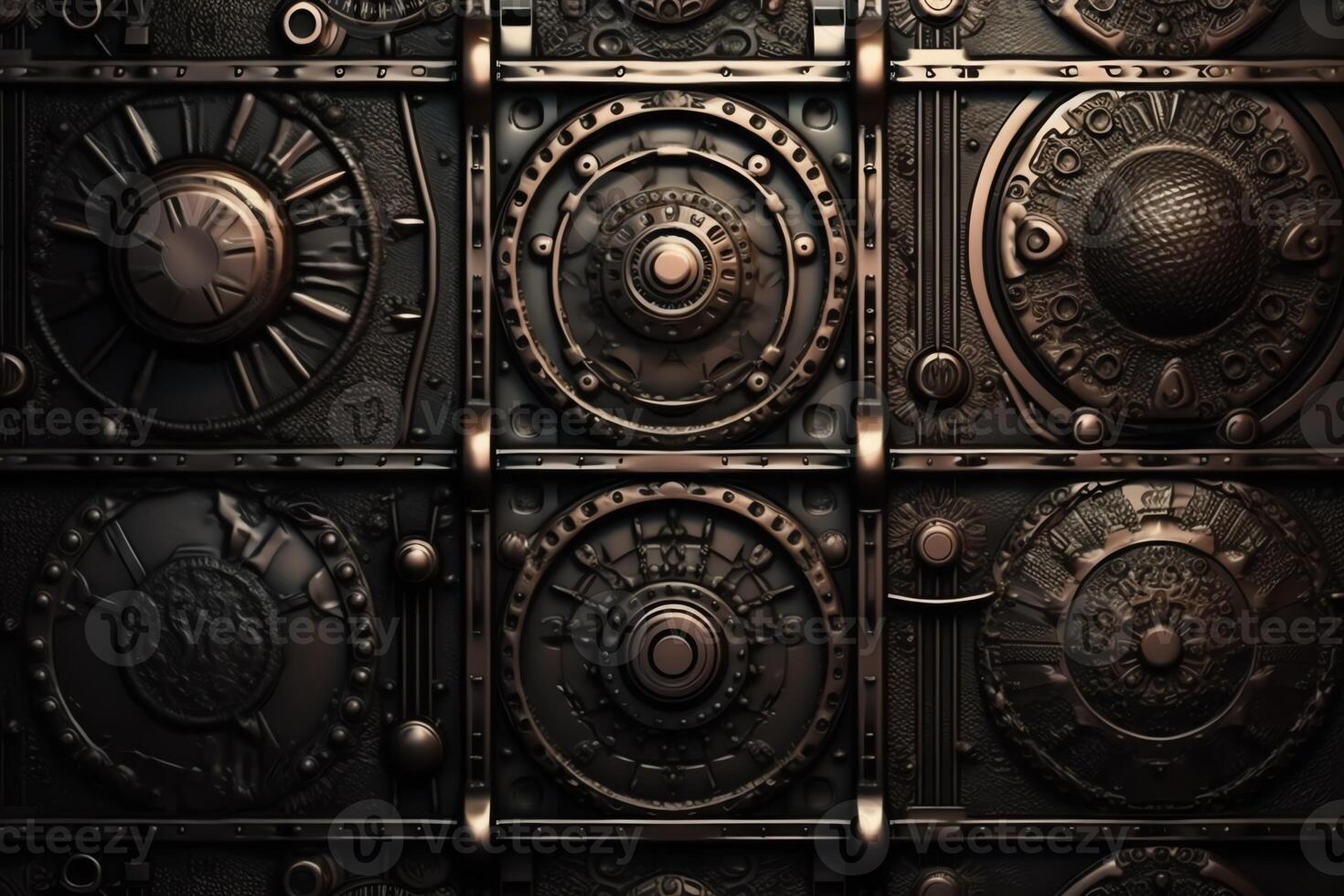 Dark steampunk metallic scifi texture background design. photo