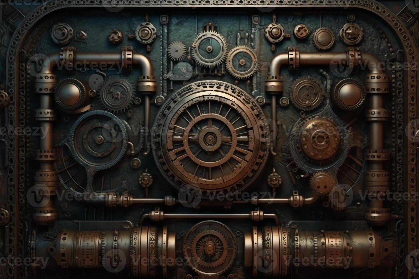 Dark scifi steampunk texture background design. photo