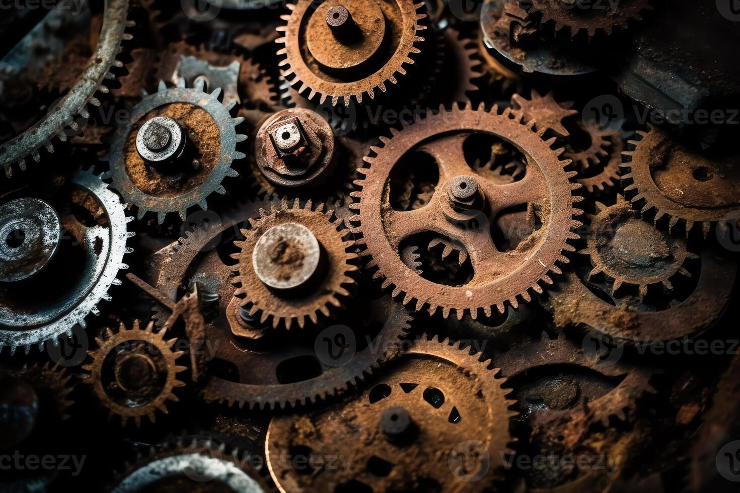 Background of gears of vintage rusty mechanism. AI Generated 23586461 Stock Photo at Vecteezy