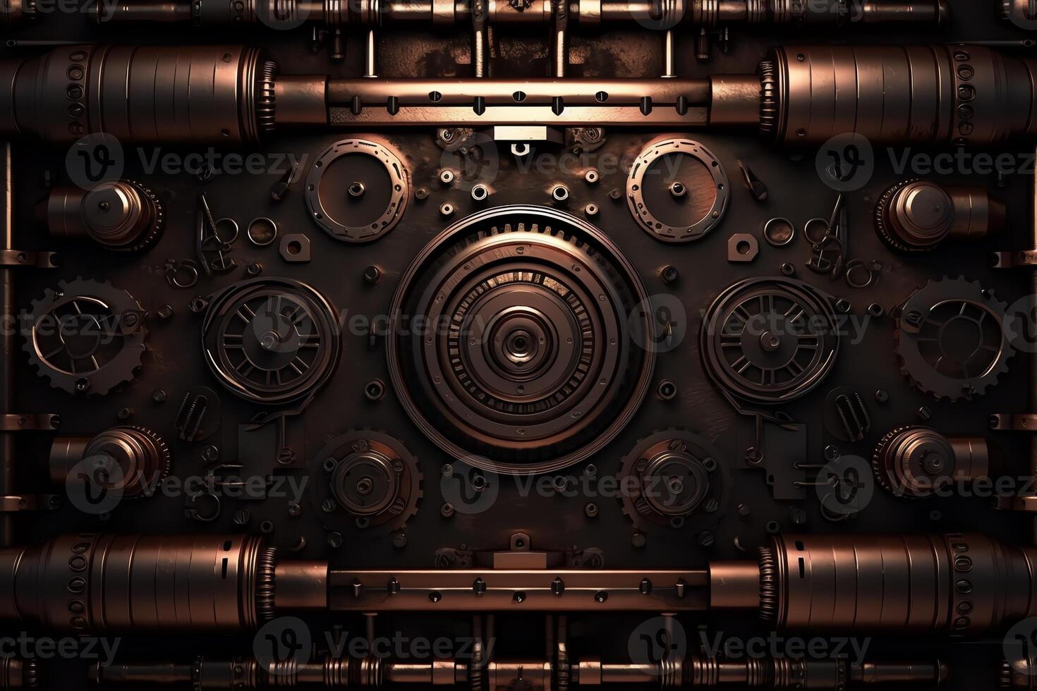 oscuro Steampunk metálico ciencia ficción textura antecedentes diseño. ai generado foto
