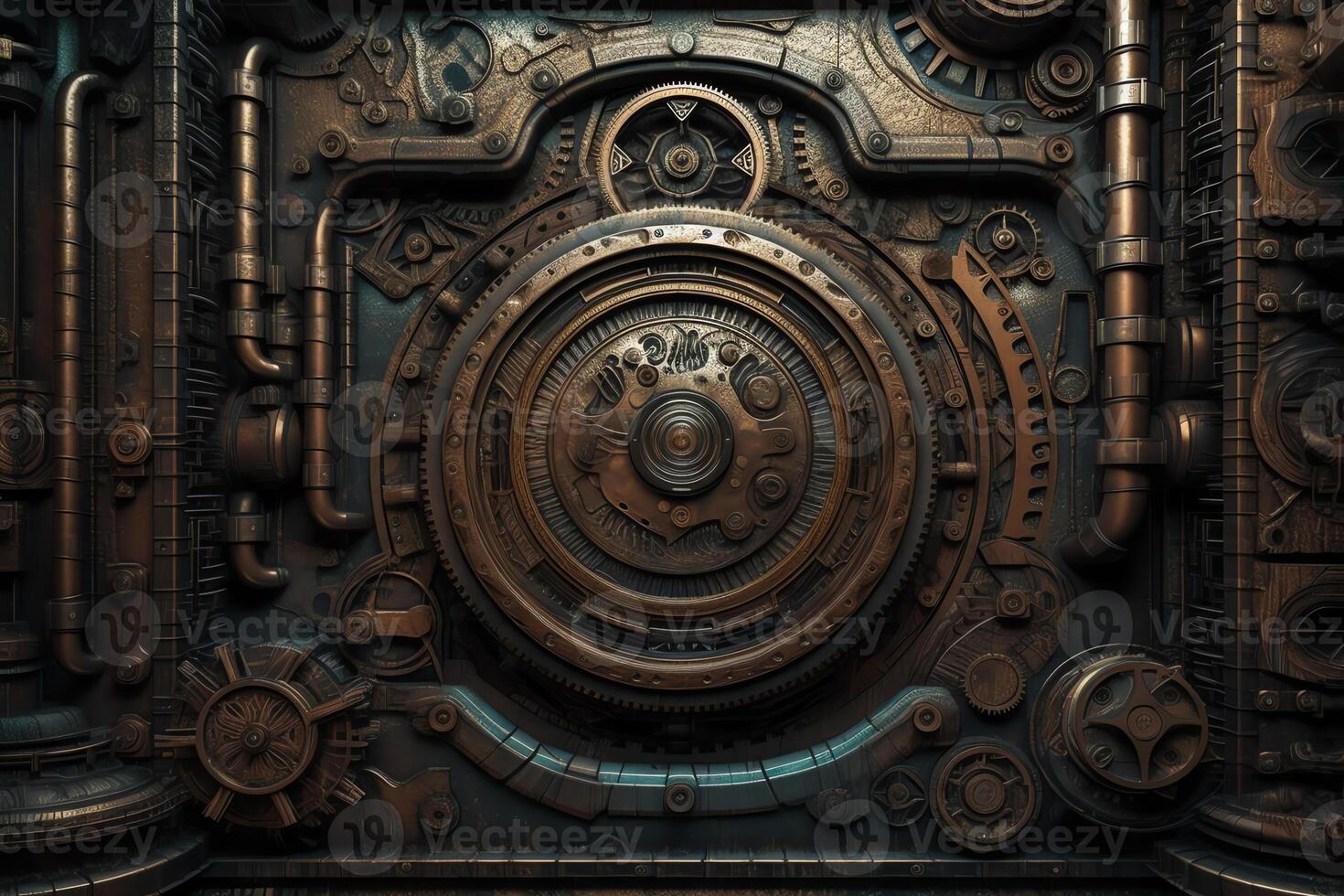 Dark scifi steampunk texture background design. photo