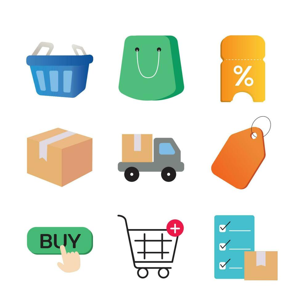 icono conjunto en línea compras. en línea marketing. vector.aislado antecedentes vector