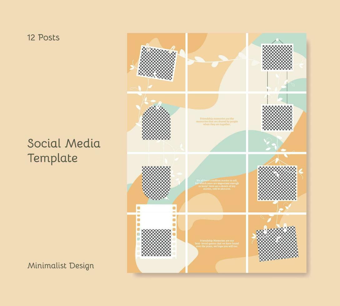 Square background template for social media feeds. vector