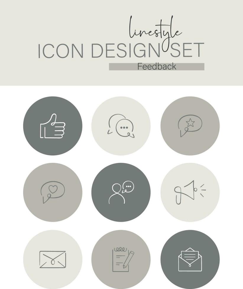 Linestyle Icon Design Set Feedback vector