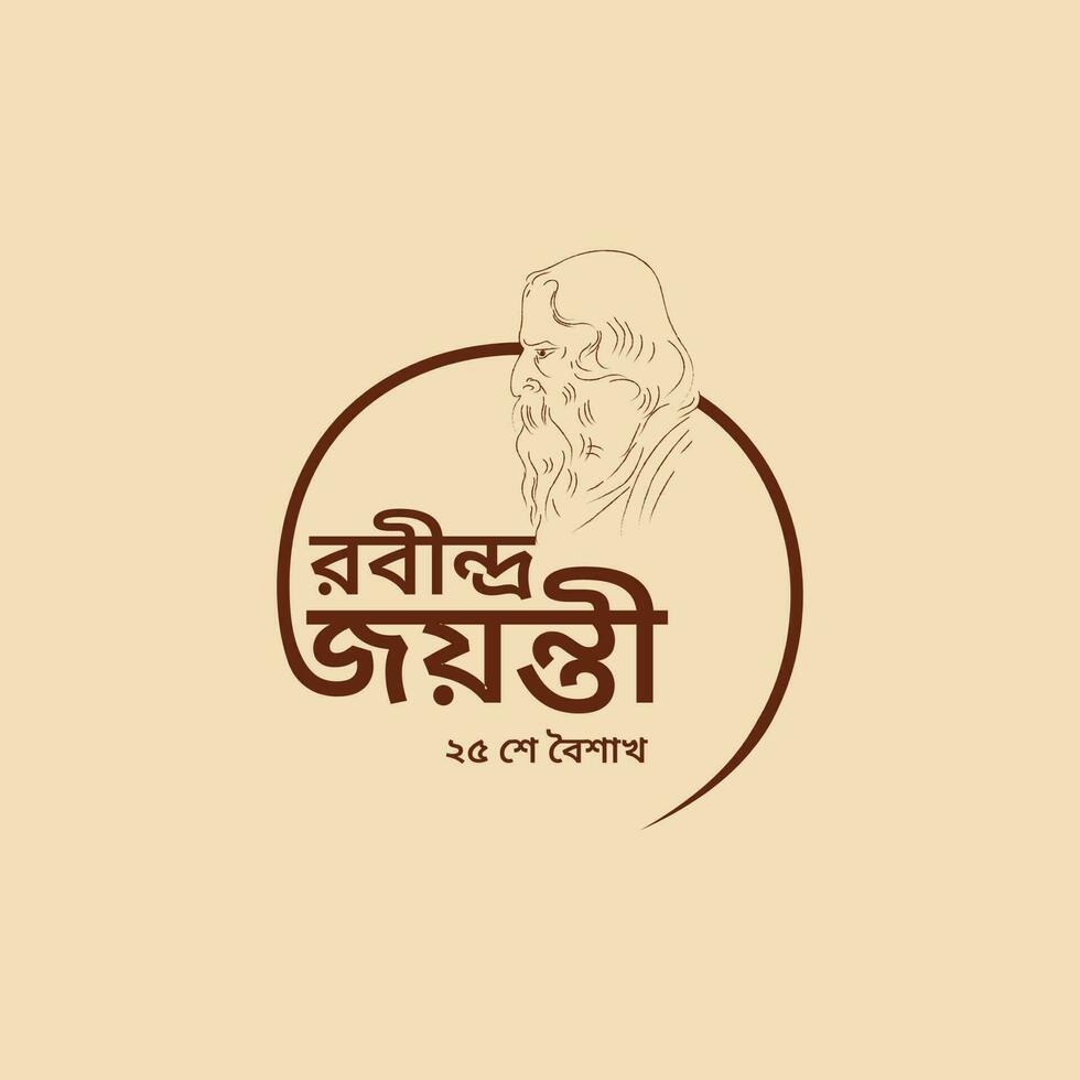 Rabindra Jayanti Social Media Post . Rabindranath Tagore birth anniversary on the 25th day of Boishakh vector