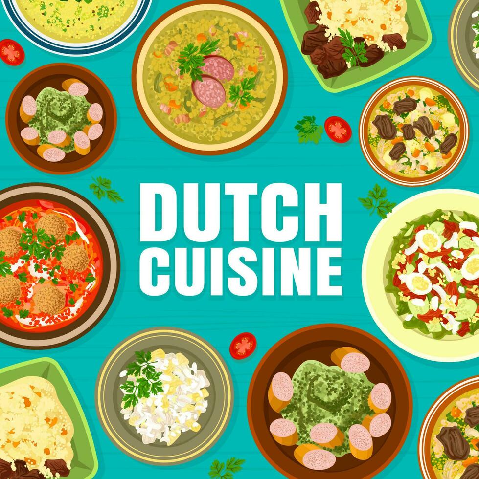 Dutch cuisine cover page design template vector