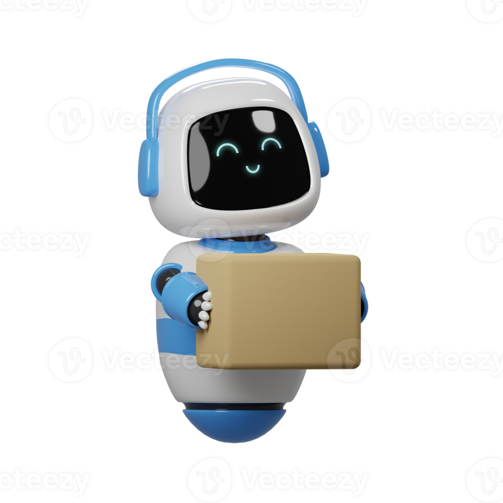 3D Blue Robot Characcter png