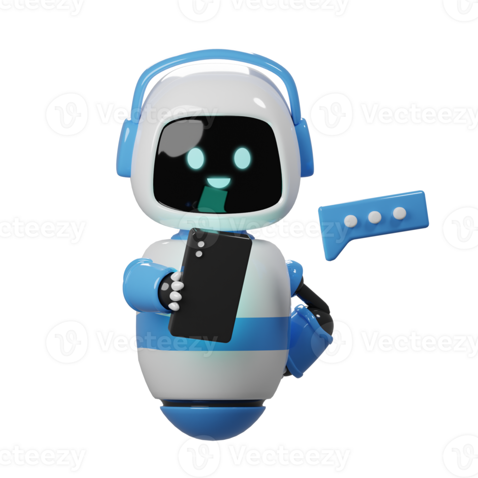 3D Blue Robot Characcter png