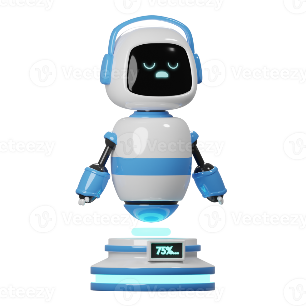 3D Blue Robot Characcter png