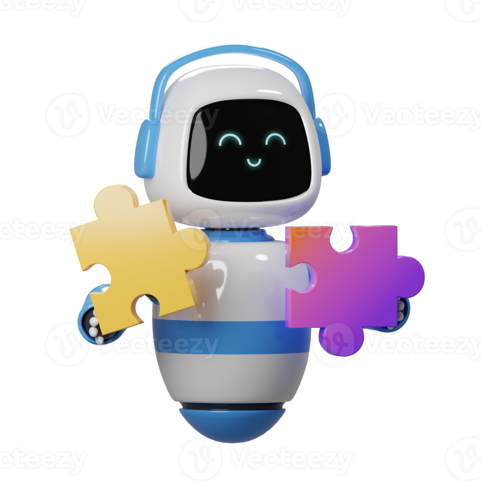 3D Blue Robot Characcter png
