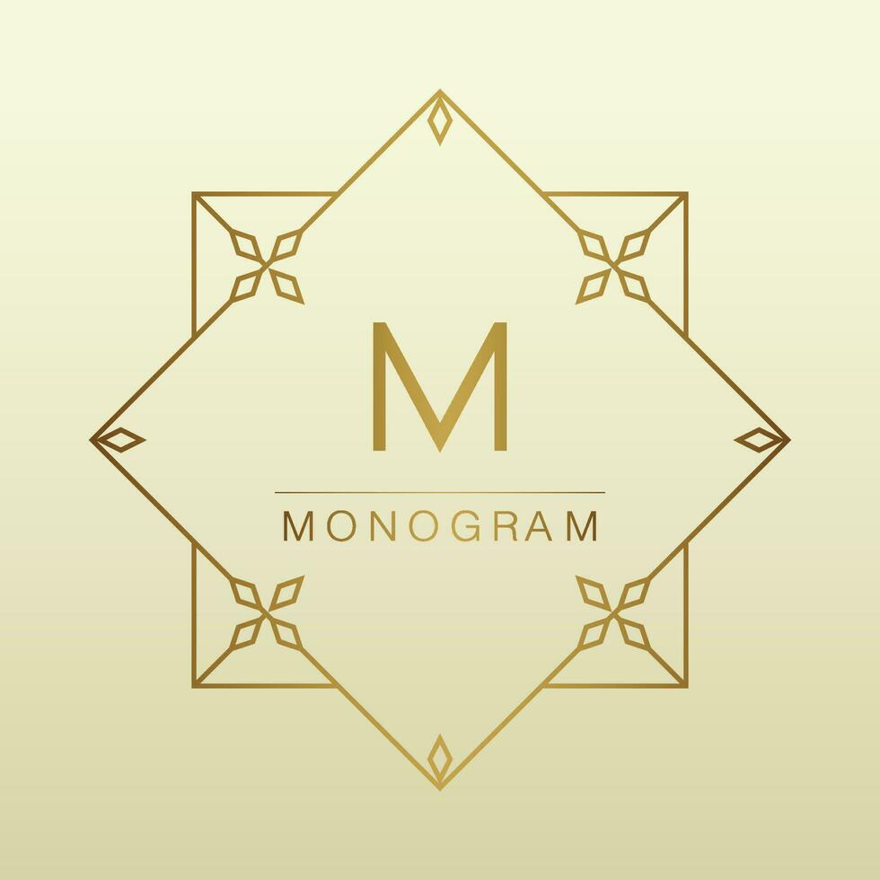 Set of simple and graceful monogram design templates, Elegant lineart logo design elements,Gold with beige vector