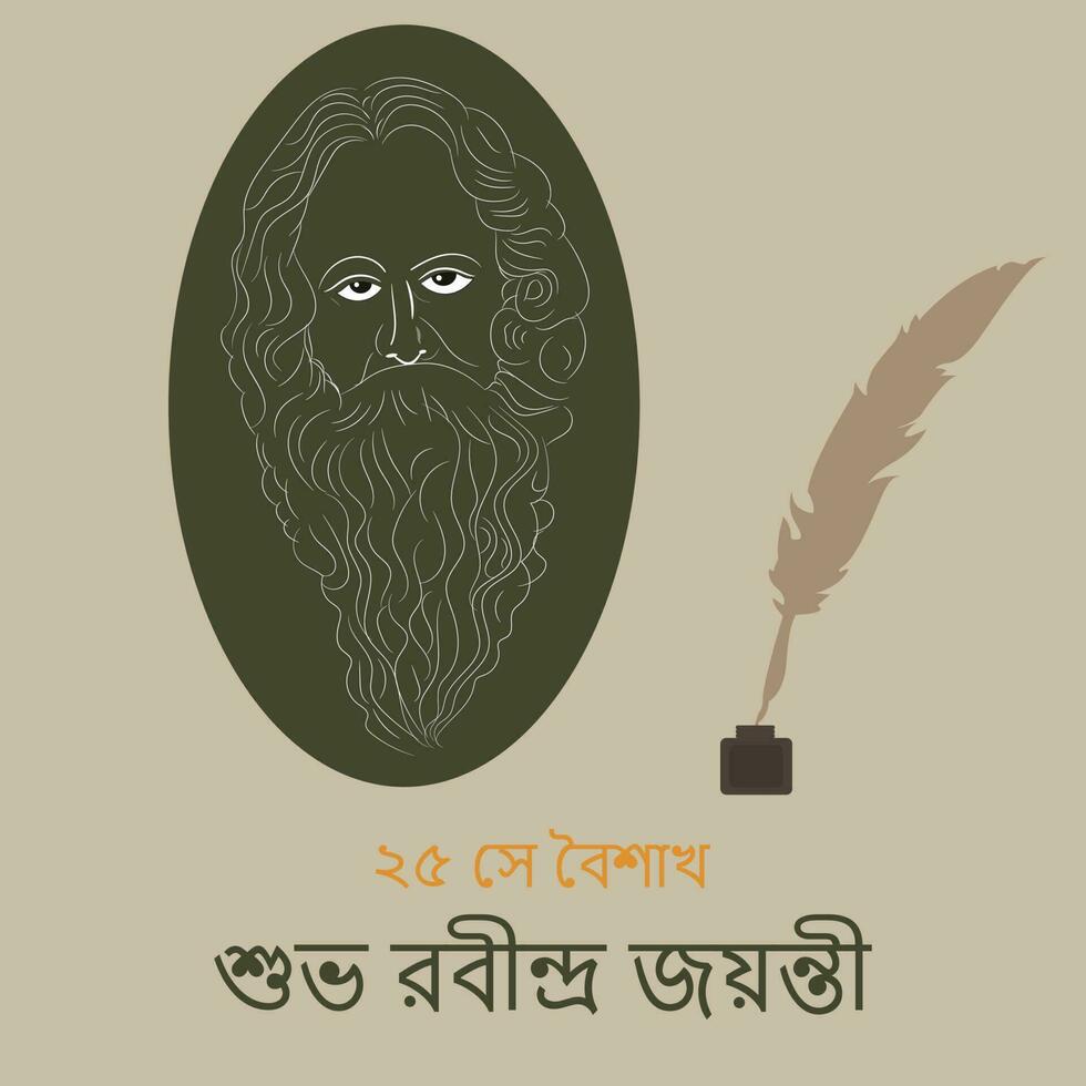 Rabindra Jayanti vector.Rabindranath Tagore Jayanti Celebration Social Media Post. vector