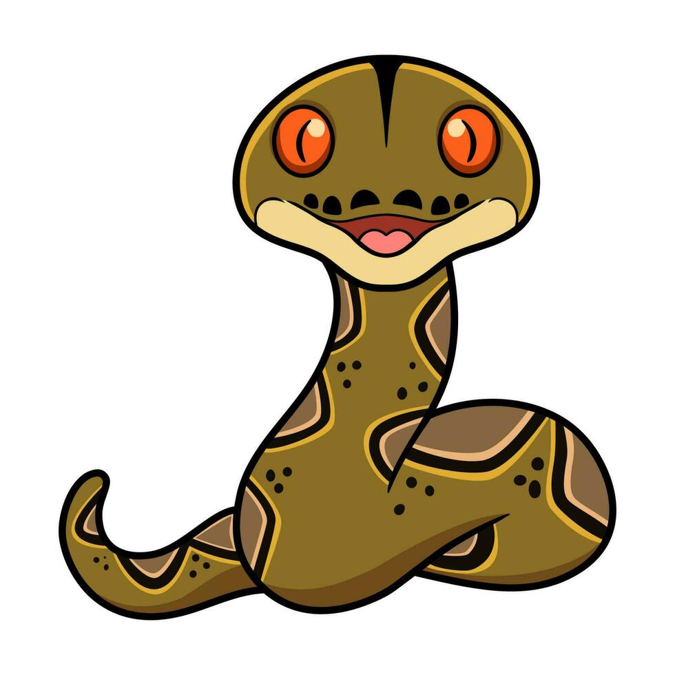 Cute happy reticulatus python cartoon vector