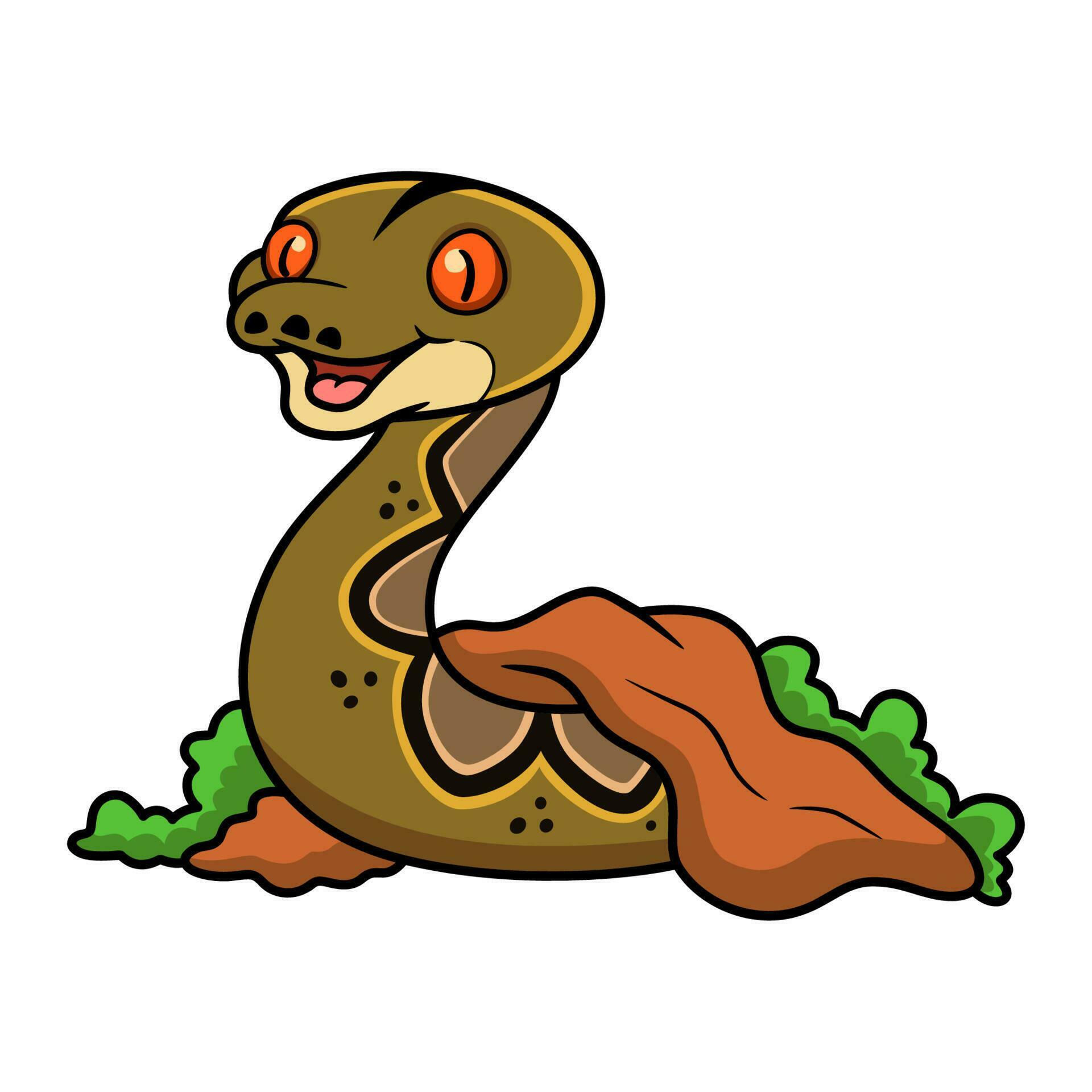 Cute reticulatus python cartoon out from hole 23587003 Vector Art at ...