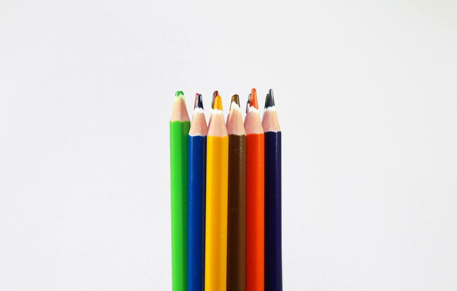 Color pencils isolated on white background close up beautiful color pencils.Color pencils for drawing. photo