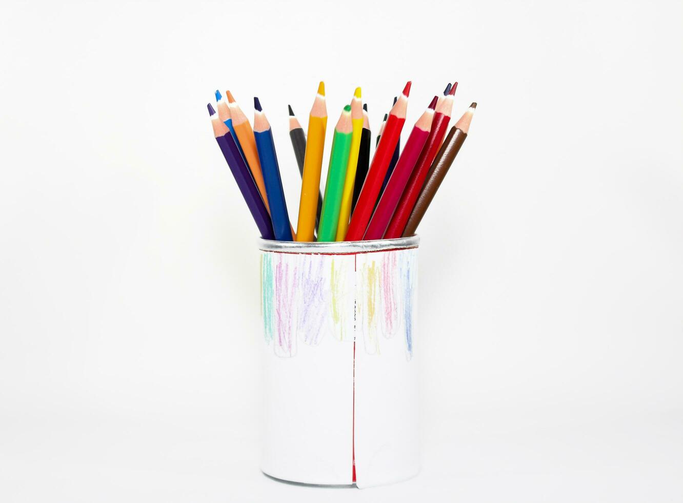 Color pencils isolated on white background close up beautiful color pencils.Color pencils for drawing. photo