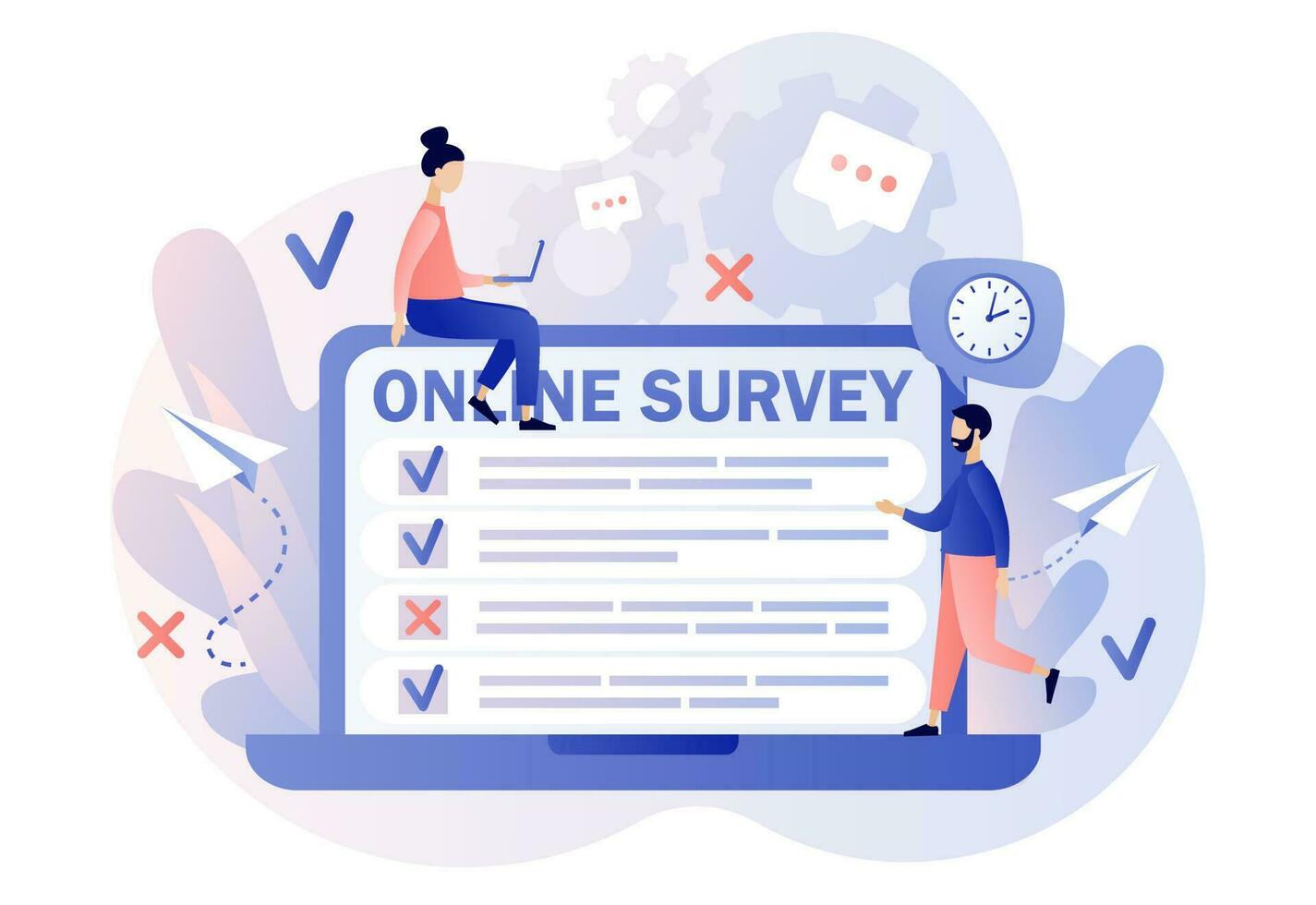 Premium Vector  Online survey illustration with people