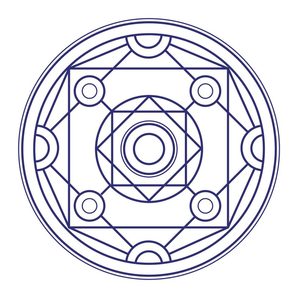 Linear alchemy, occultism, philosophical sign. Alchemy is a magic circle vector