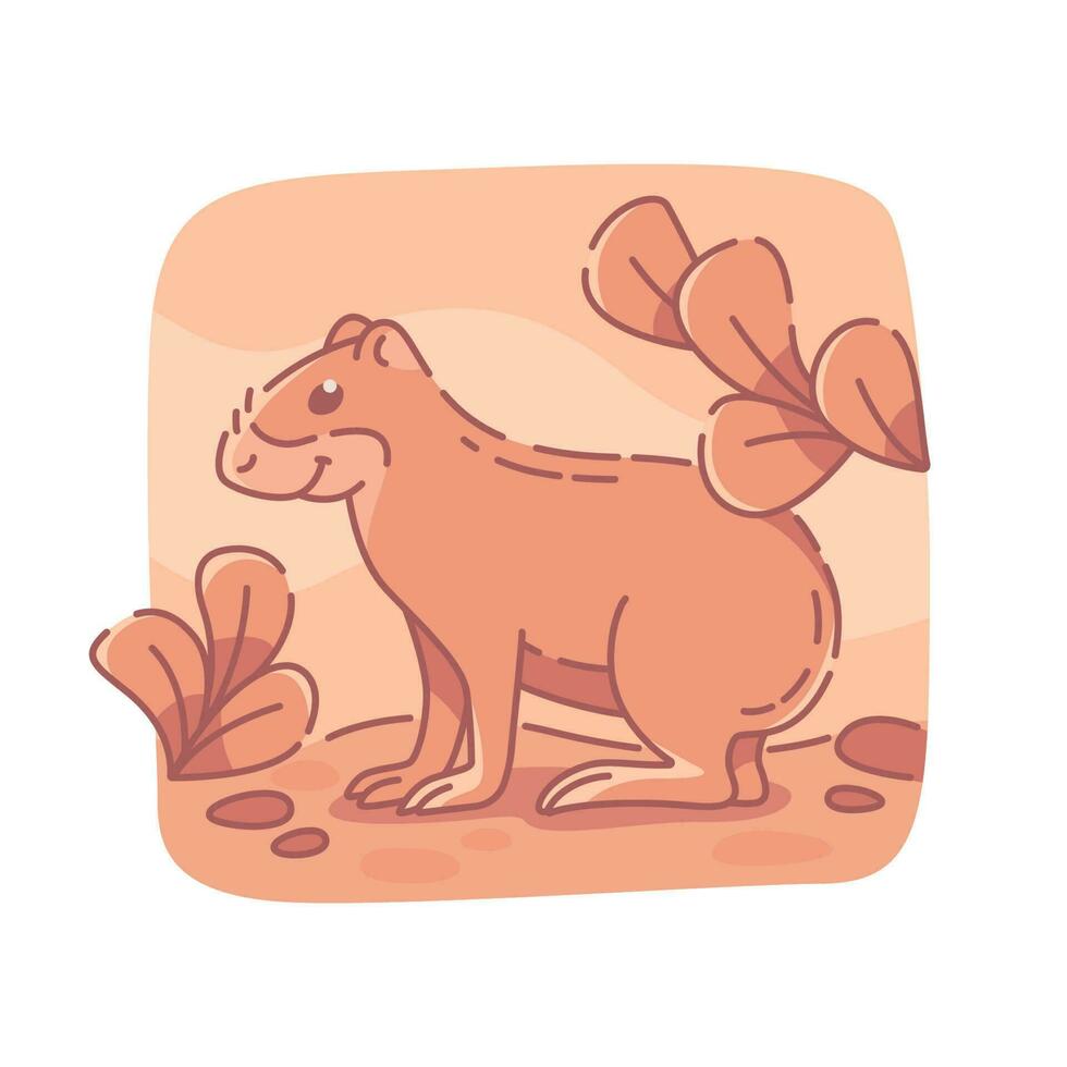 Cute cartoon rodent common agouti. Vector illustration.