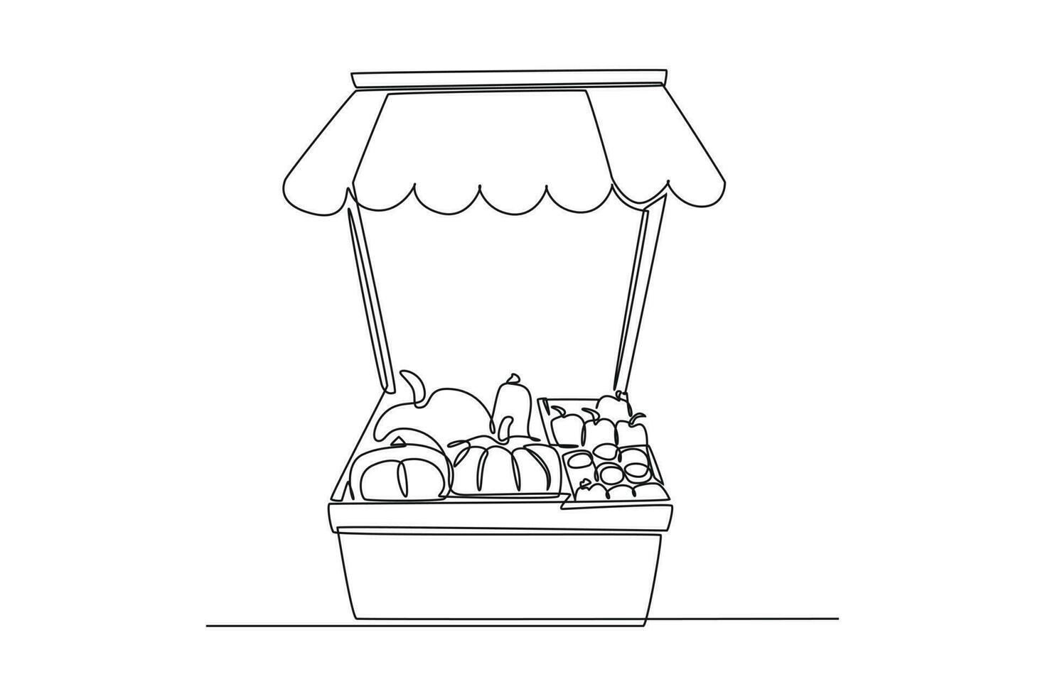 Continuous one line drawing Food market stalls. Business activity concept in market. Single line draw design vector graphic illustration. 23587561 Vector Art at Vecteezy