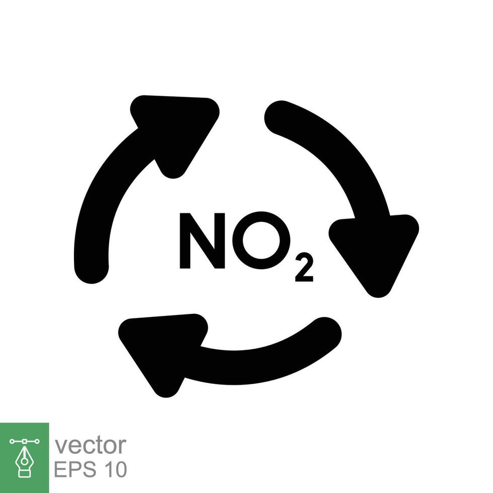 NO2 icon. Simple flat style. Nitrogen dioxide, gas, greenhouse effect concept. Black silhouette symbol. Vector symbol illustration isolated on white background. EPS 10.