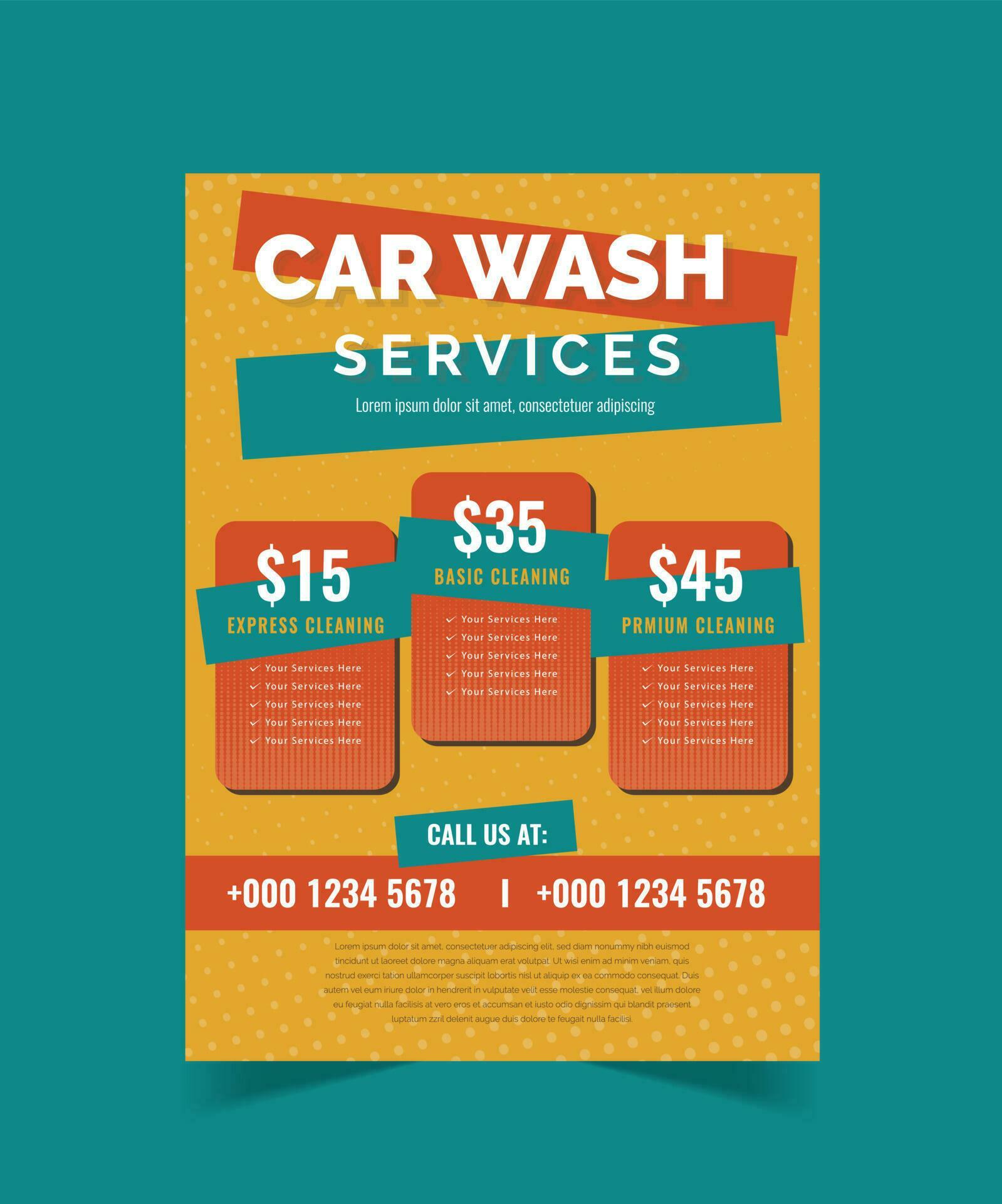 Car Wash Flyer Design Template, Car Cleaning Service flyer, Automobile