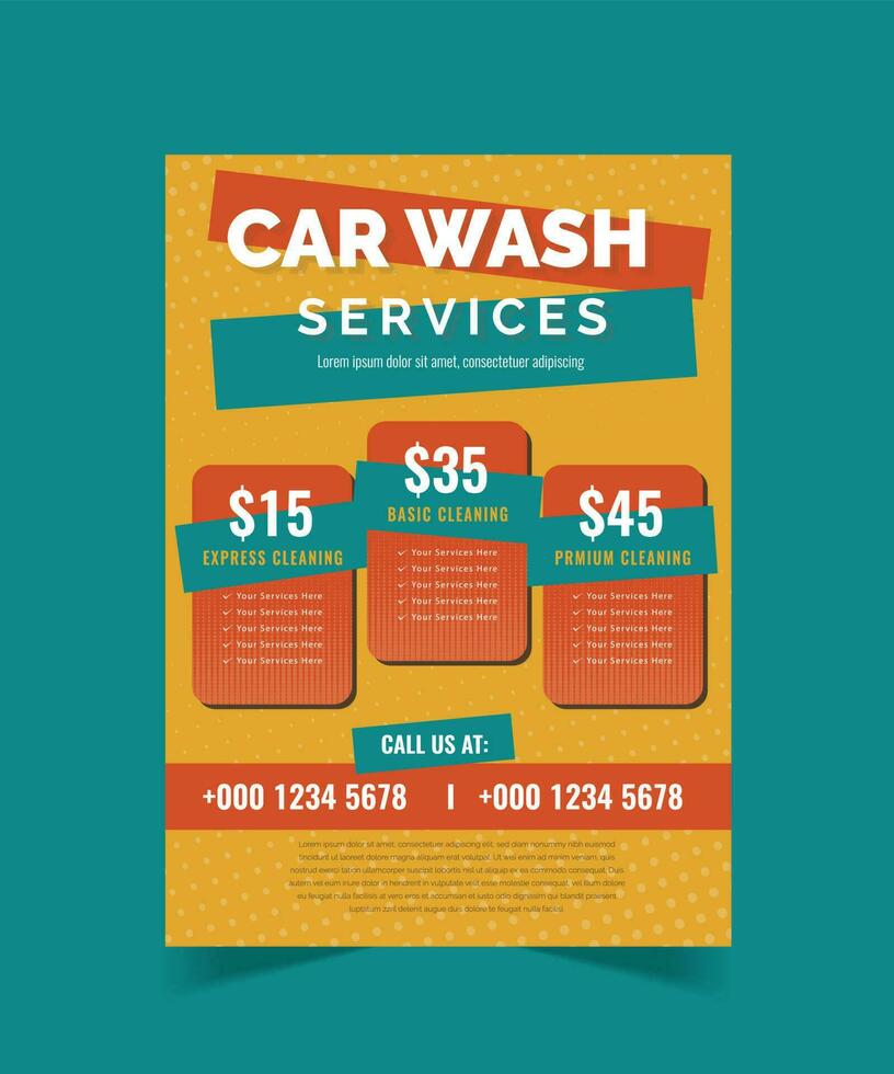 Car Wash Flyer Design Template, Car Cleaning Service flyer, Automobile wash leaflet. vector