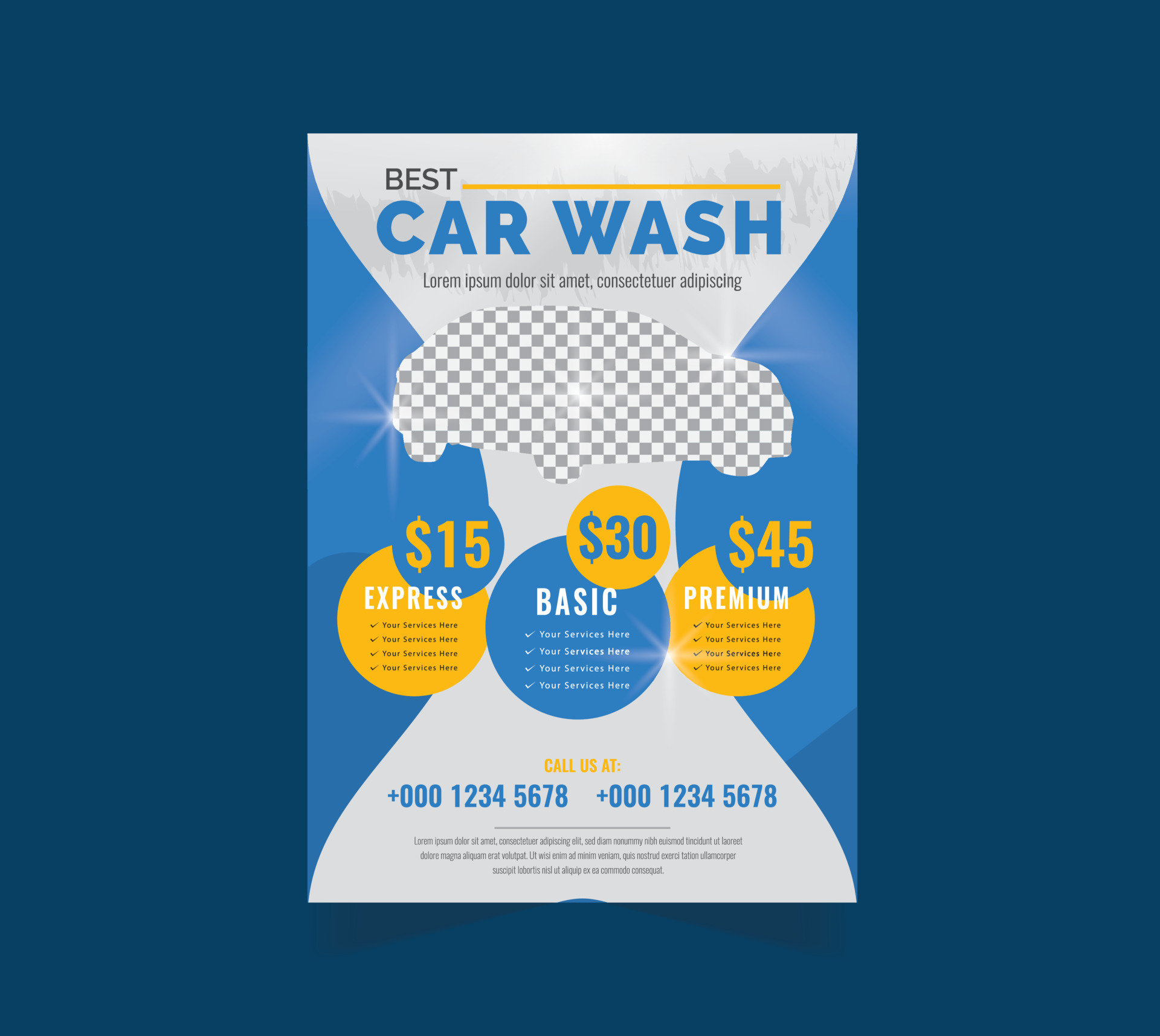 Car Wash Flyer Design Template, Car Cleaning Service flyer, Automobile