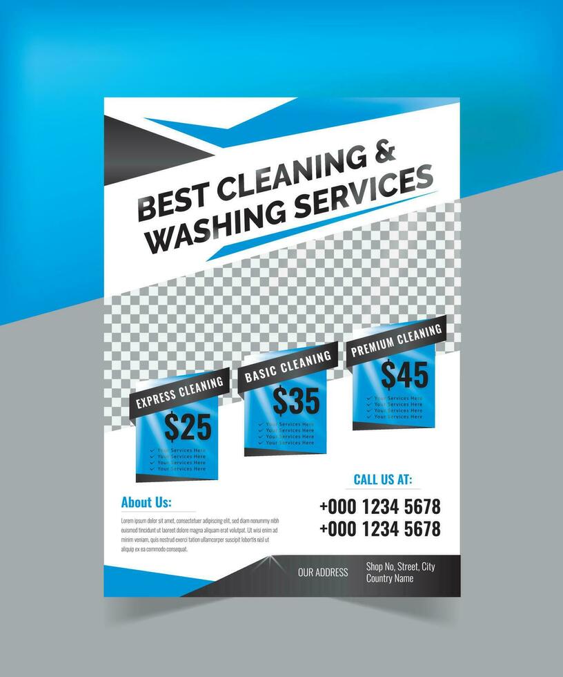 Car Wash Flyer Design Template, Car Cleaning Service flyer, Automobile wash leaflet. vector