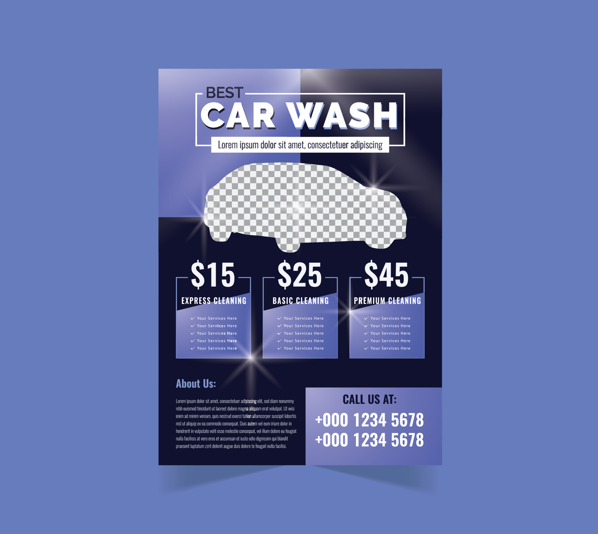 Car Wash Flyer Design Template, Car Cleaning Service flyer, Automobile