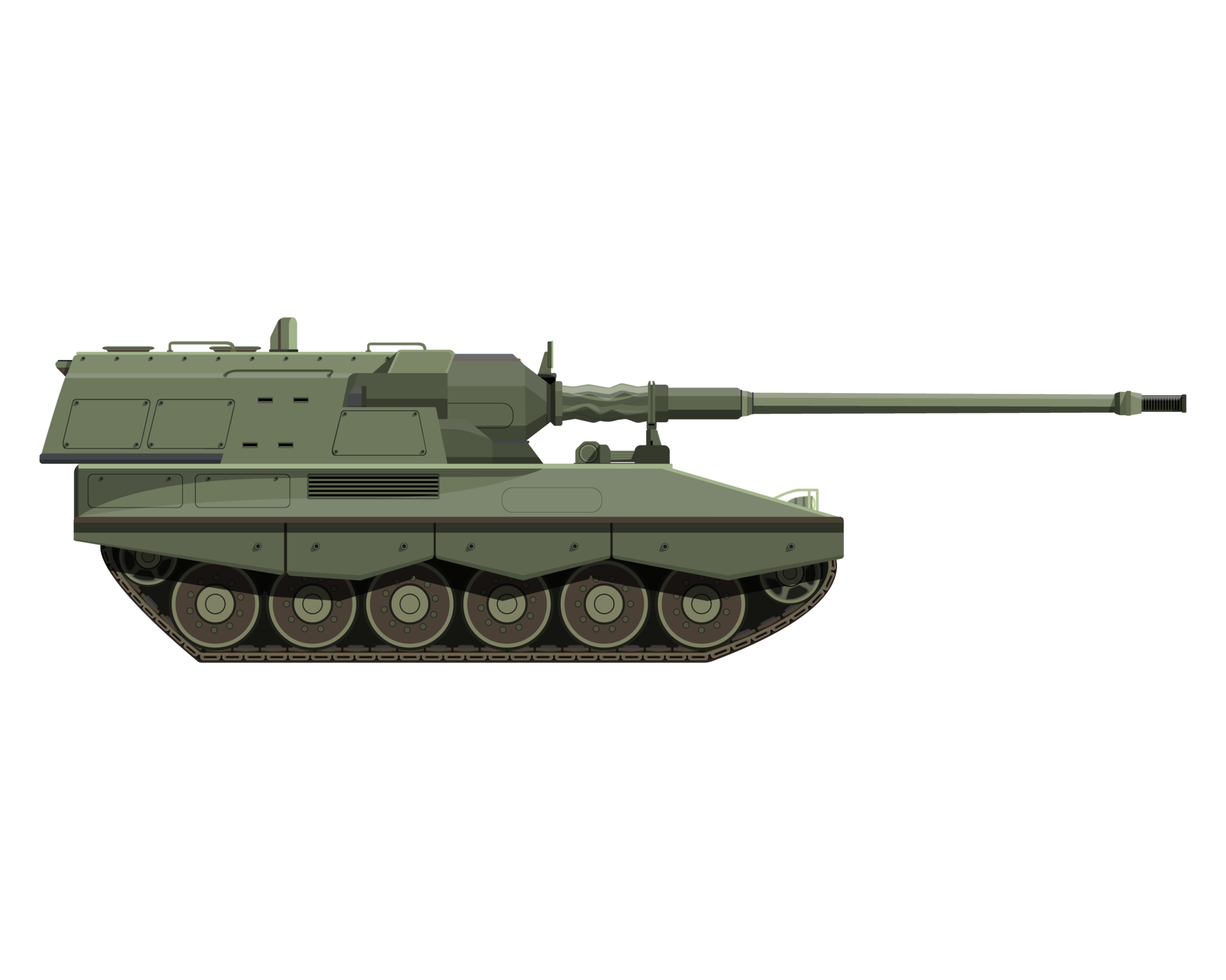Selfpropelled howitzer in flat style. German 155 mm Panzerhaubitze