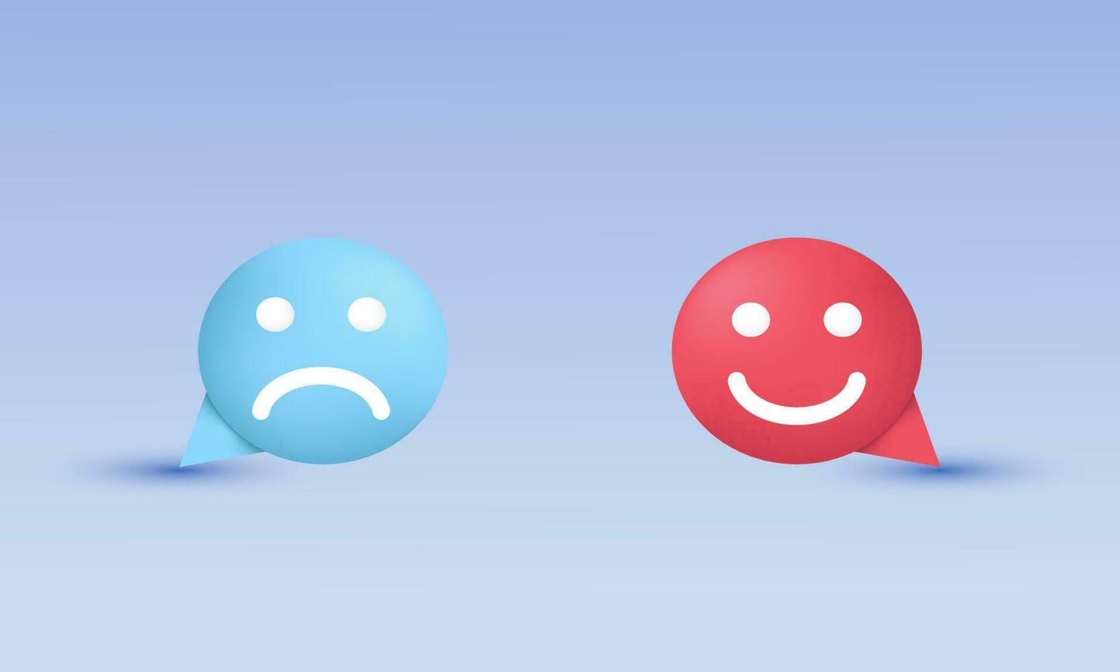 3d realistic happy sadunhappy emoticon face illustration trendy icon modern style object symbols illustration isolated on background vector
